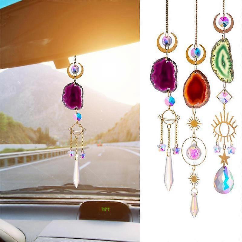 Crystal Car Hanging Ornament Car Rearview Mirror Pendant With Agate And Crystal Decorating Accessories Perfect As A Gift For