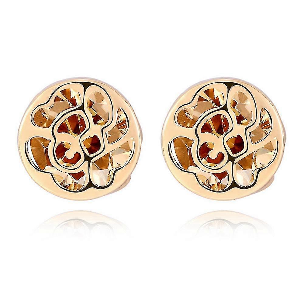 Temperamento Rosa Hueca Flor Zircon Ear Studs