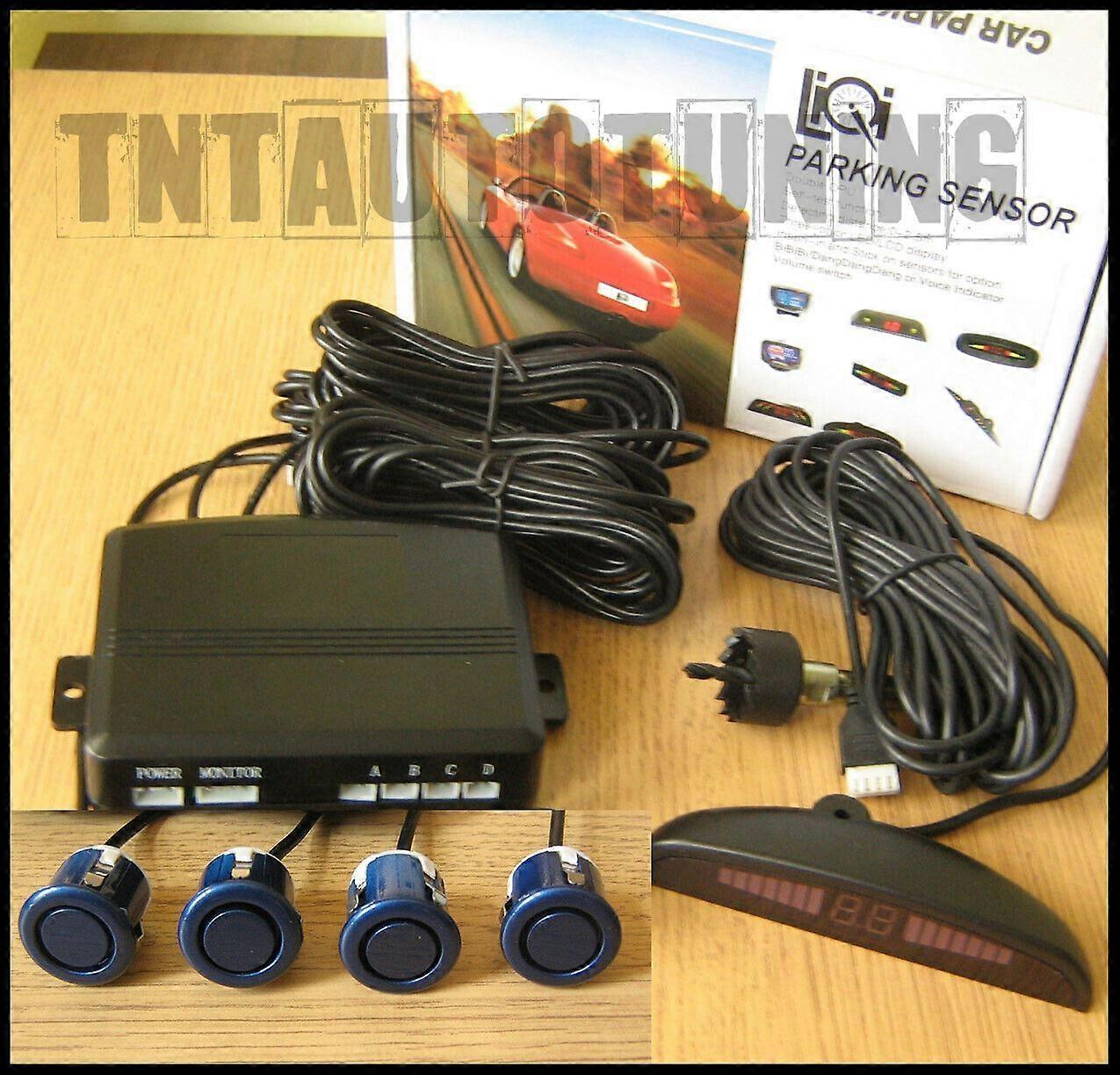 Parking aid 4 blue parking sensors reversing warning reversing system universal 12V