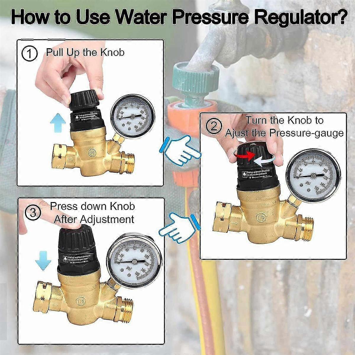 Rv Water Pressure Regulator Adjustable Handle Water Pressure Reducer Water Pressure Regulator Valve Forrv Campers Garden