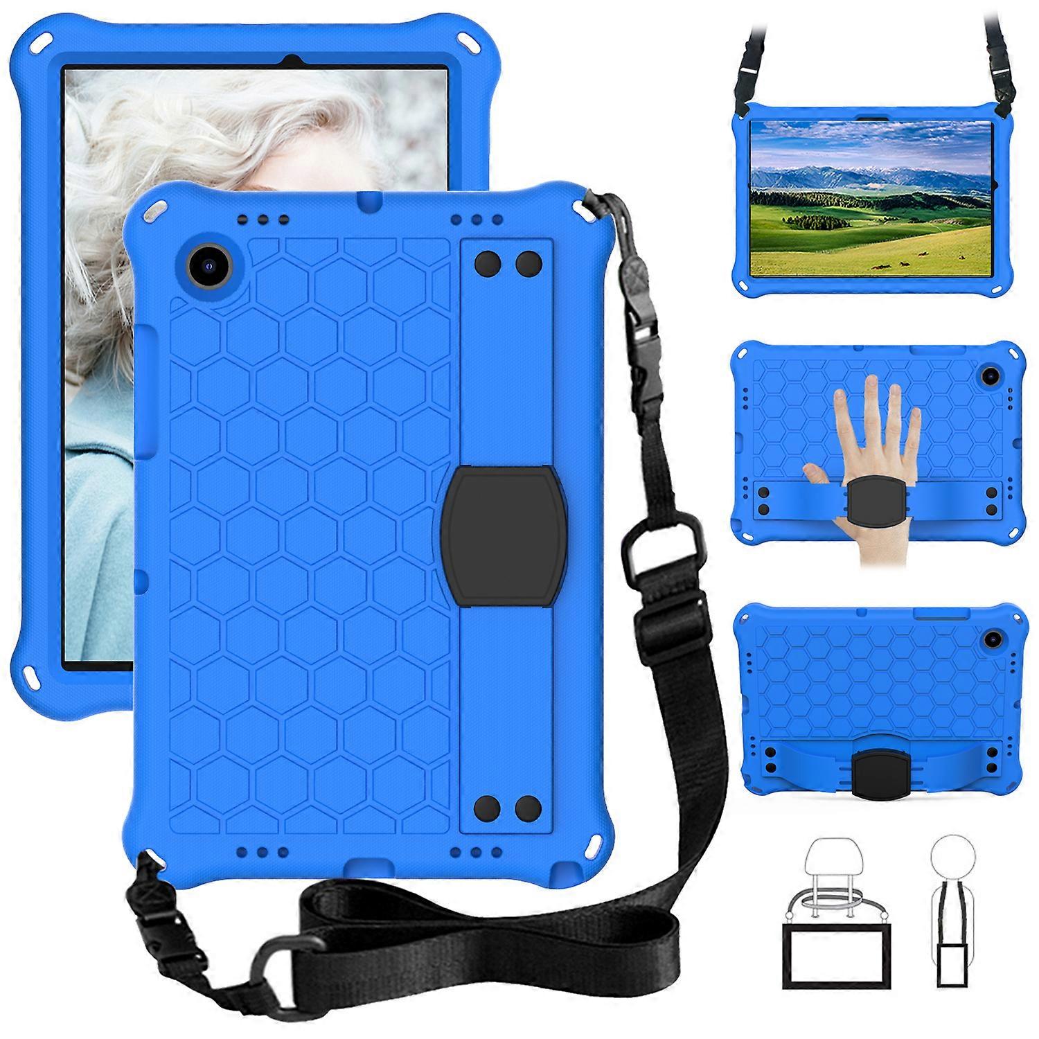 For Samsung Galaxy Tab A8 10.5(2021) Honeycomb Texture EVA Shockproof Adjustable Shoulder Strap Handle Kickstand Tablet Cover