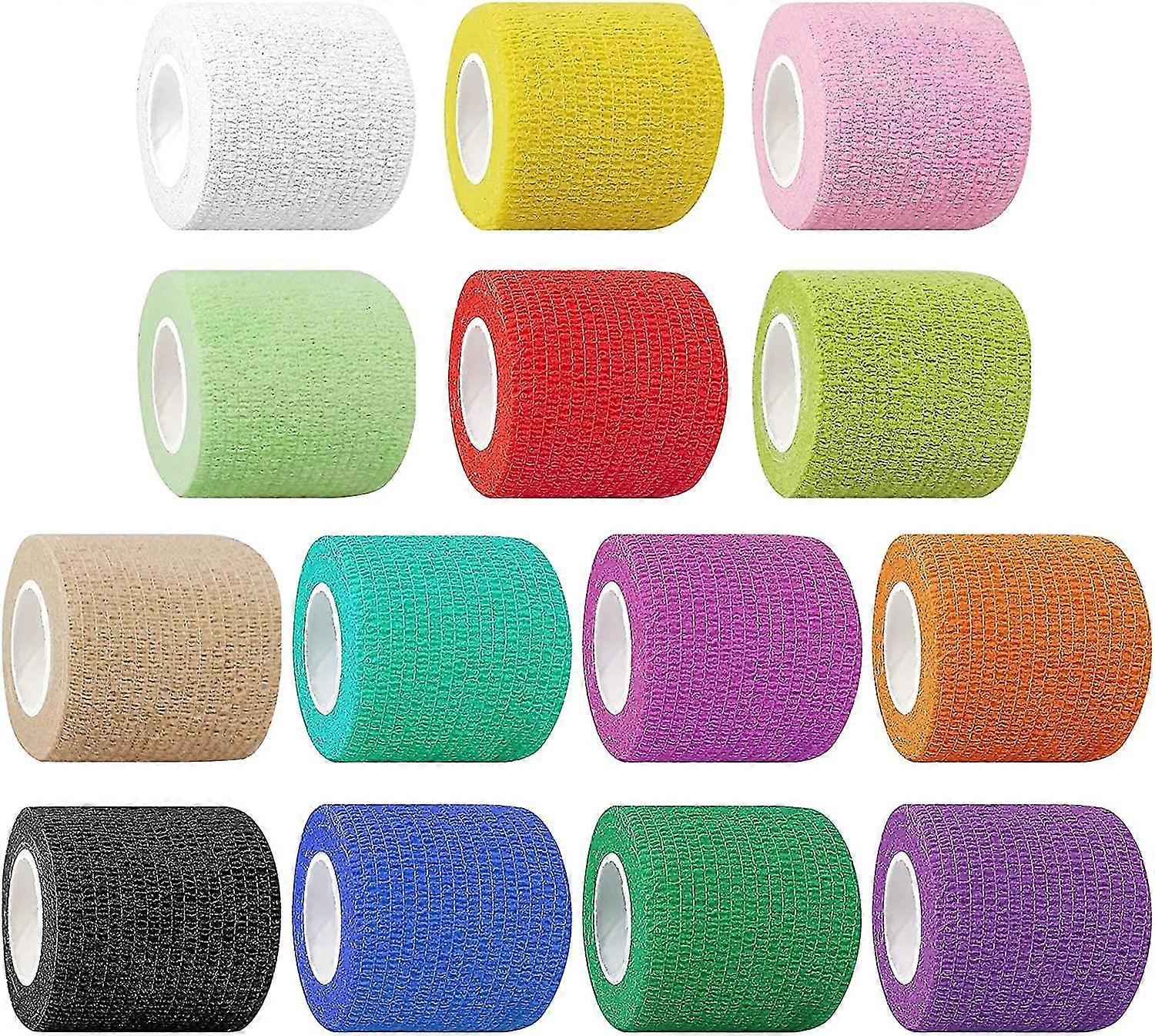 14 Pack Self Adherent Cohesive Wrap Bandages - 2wide, 5 Yards - All Sports