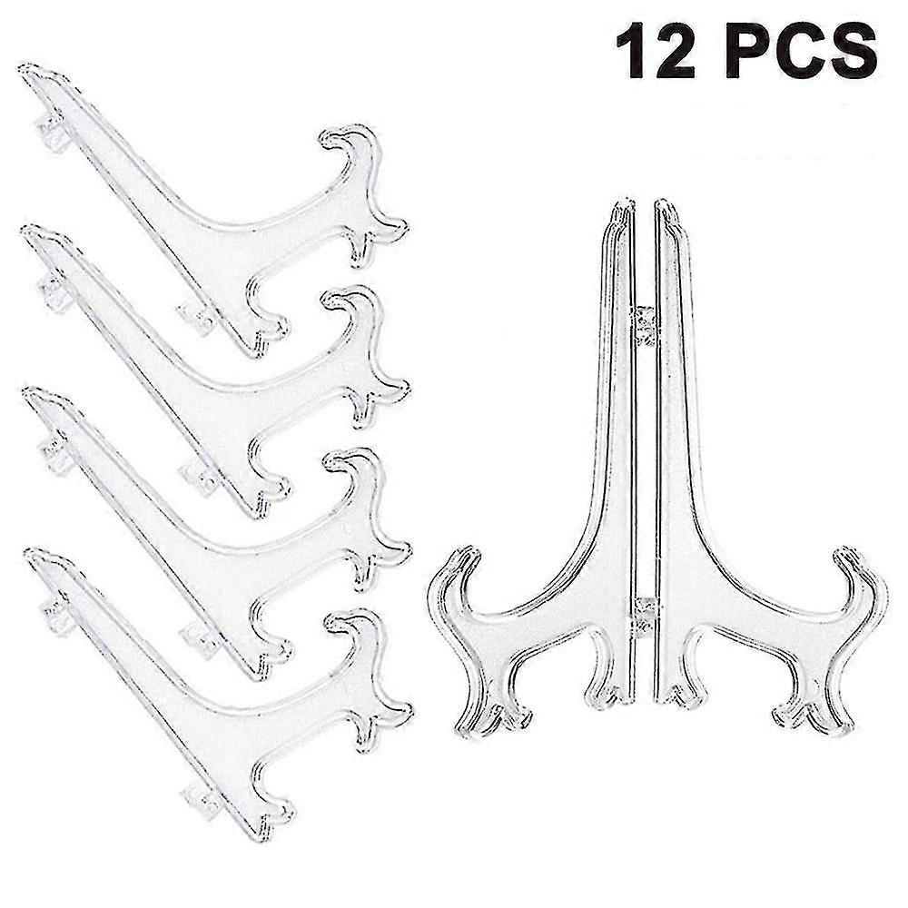 12pcs Folding Plate Holder Clear Decorative Plate Stand