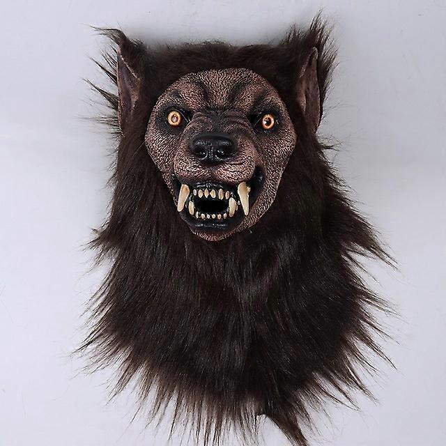 Silver Wolf Mask Adult Latex Full Overhead with Fur Horror Costume Accessory main image 1
