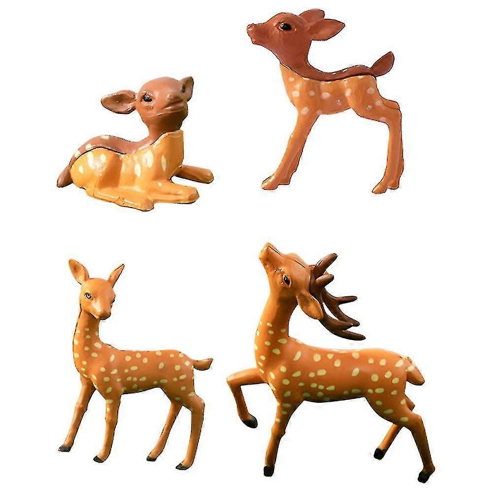 4pcs Cute Micro Landscape Deer Decorations Pvc Deer Simulation Deer Figures