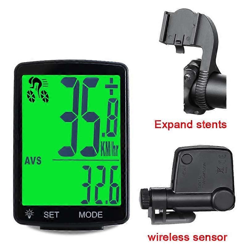 Bike Speedometer Wireless Odometer with LCD Display Rainproof Riding Speed Power Meter Temperature Measurement Stopwatch Waterproof, 3.15X2.1X0.73 Inc