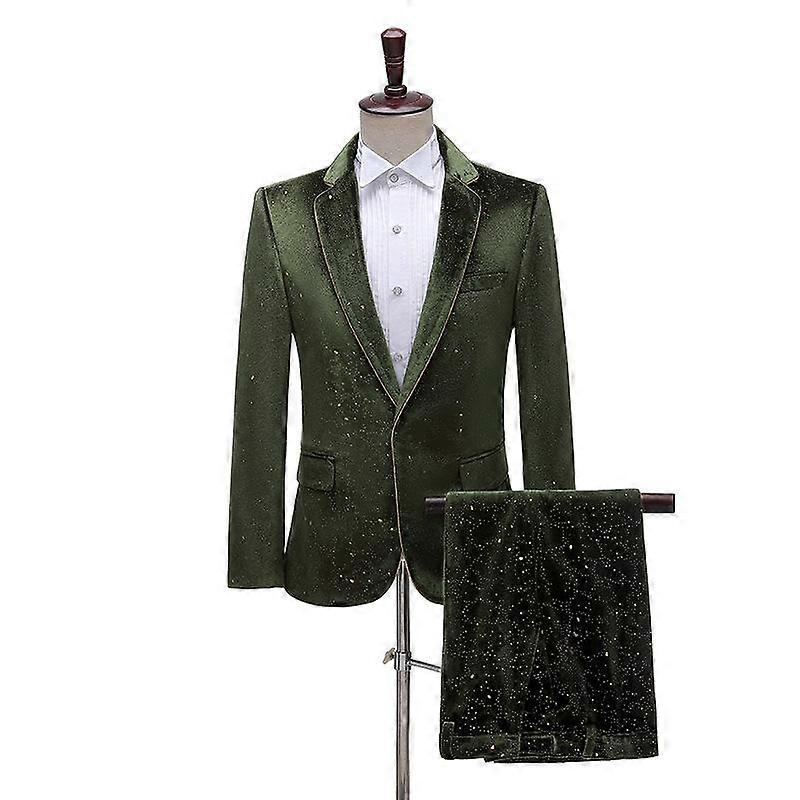 Men's 2 Piece Velvet Suits Lapel One Button Tuxedo