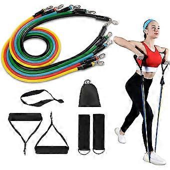 Bande di resistenza Set di bande di resistenza con 5 tubi fitness Cinghie per i piedi Maniglie Ancore per porte