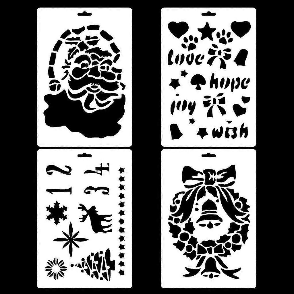 4 Pieces Cake Decorating Stencils Christmas Cookie Wedding Cake Decorative Mold