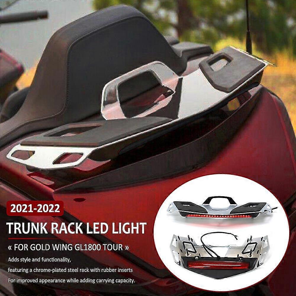 Trunk Spoiler With Red LED Brake Light For Honda Goldwing GL1800 2001-2017, TCMT Black ABS Plastic