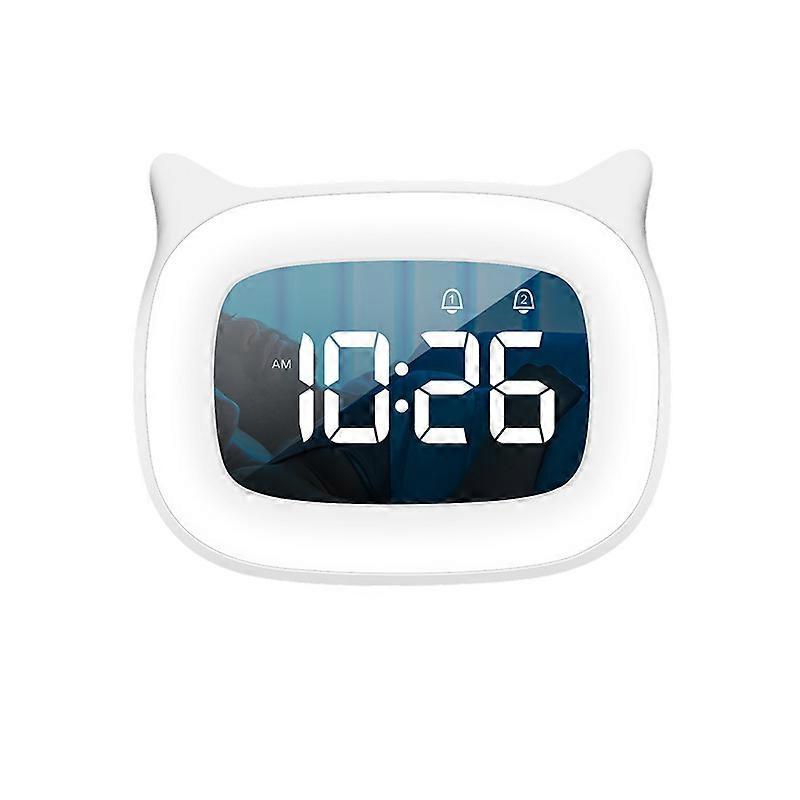Rechargeable Children's Night Light Alarm Clock - Digital Desktop Clock, White