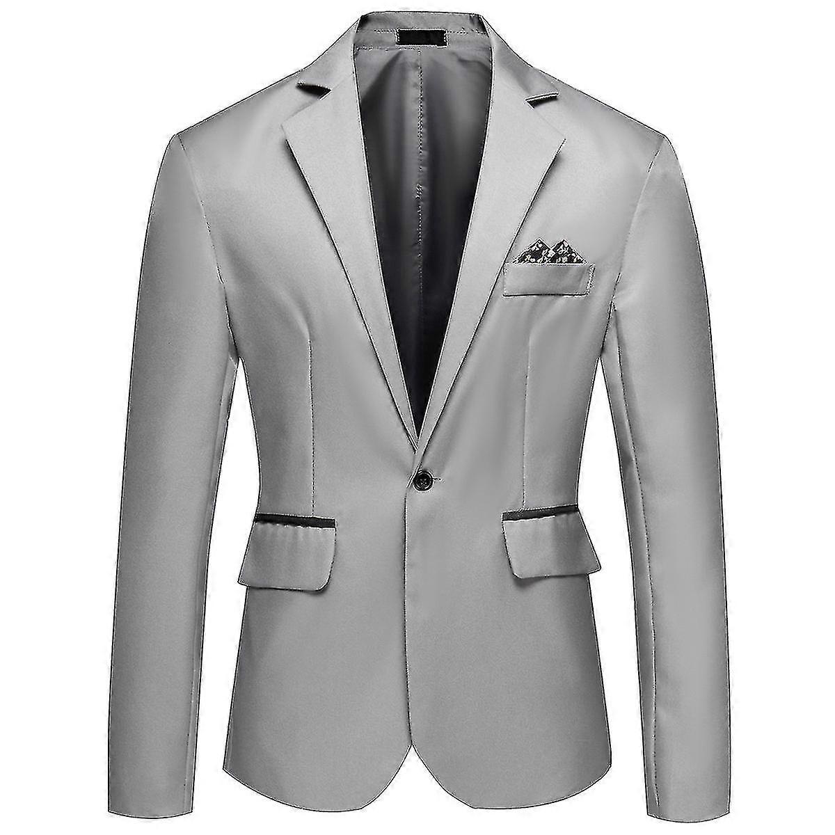 Hommes Business Casual One Button Notched Lapel Solid Color Blazer Suit Jacket
