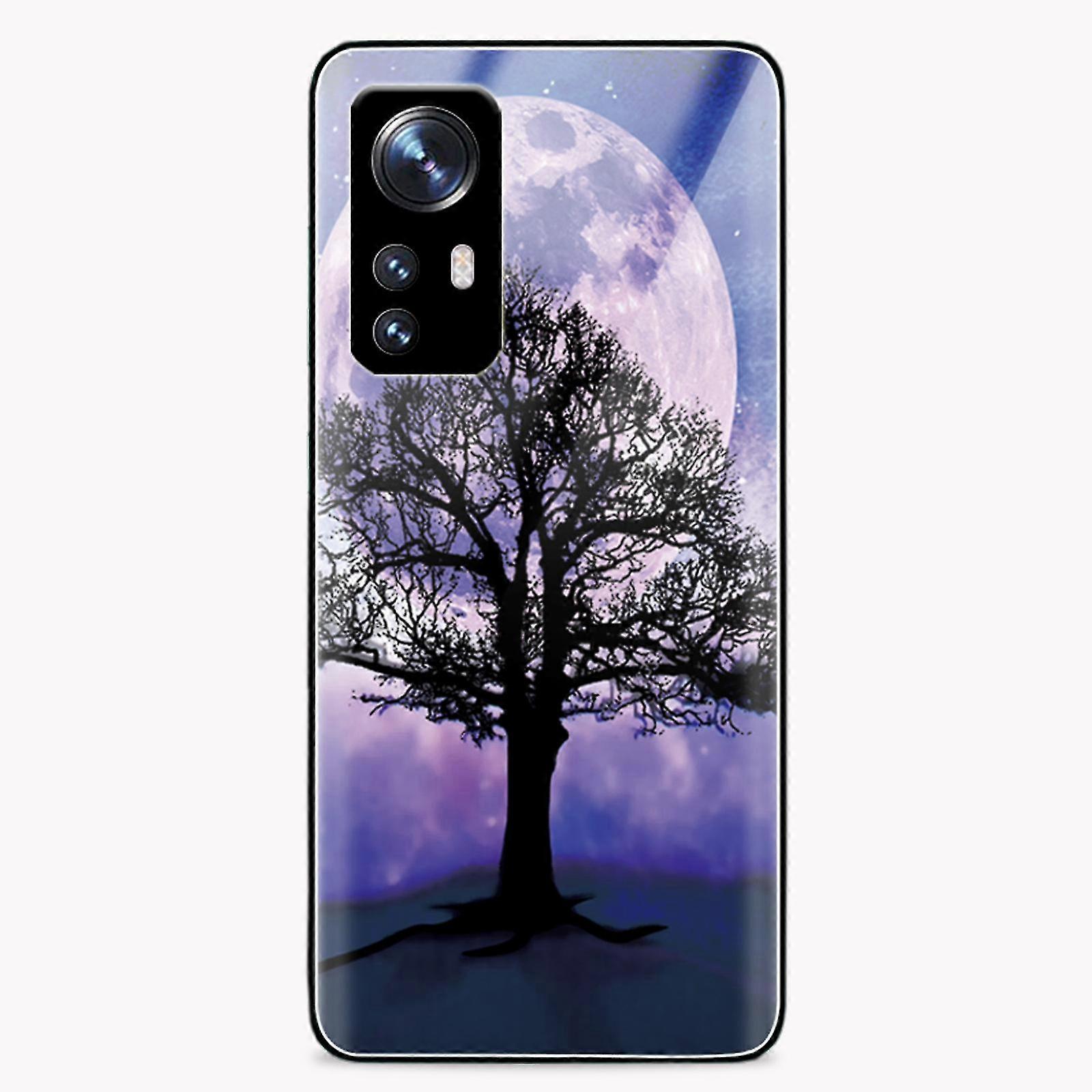 For Xiaomi 12 5g/12x 5g/12s 5g Pattern Printing Phone Case Tempered Glass Back Tpu Frame Anti-scratch Protective Cover