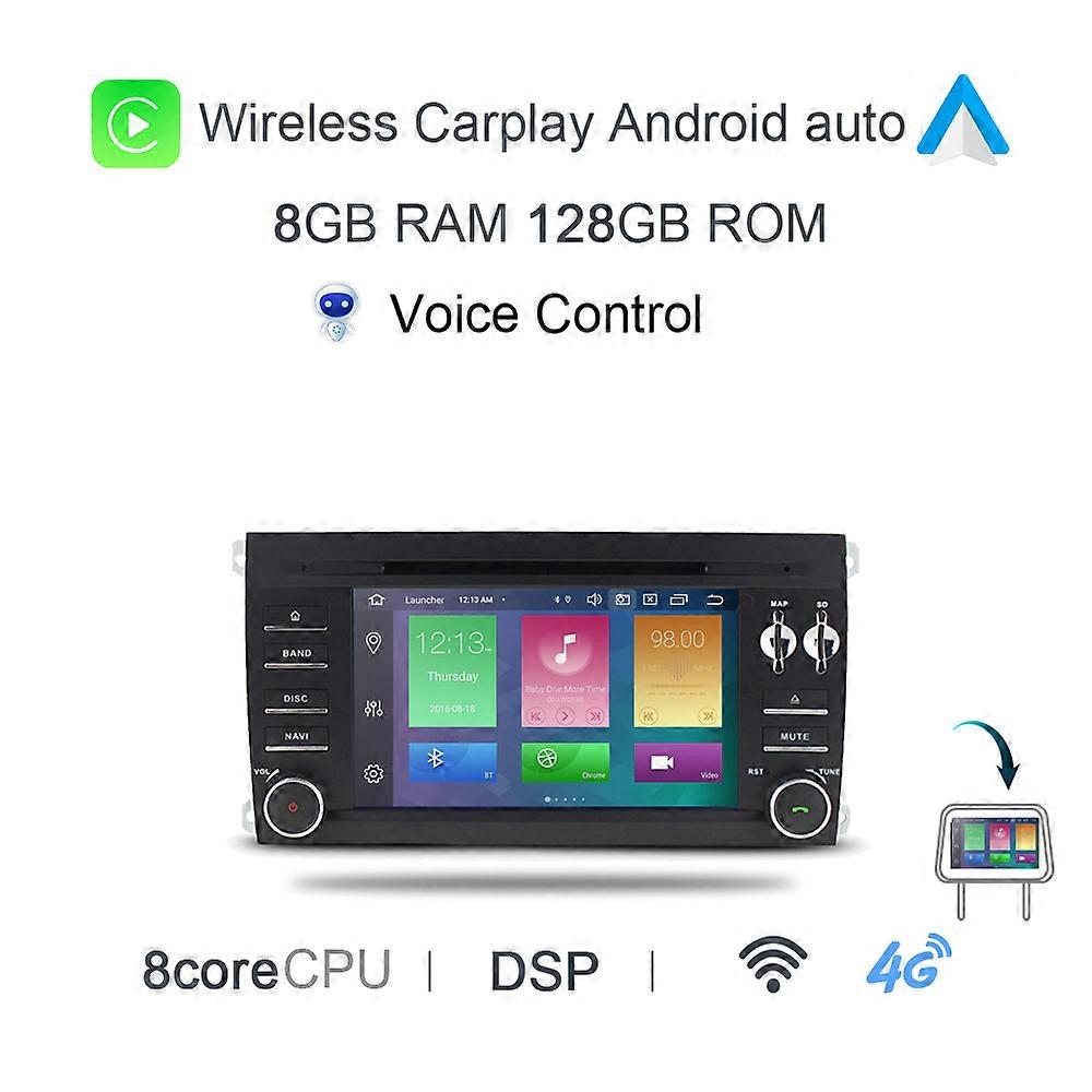 Carplay DSP Car DVD Player IPS LTE Android 12.0 8GB +128GB 8Core Wifi GPS Map RDS Radio Bluetooth For Porsche Cayenne 2003-2010