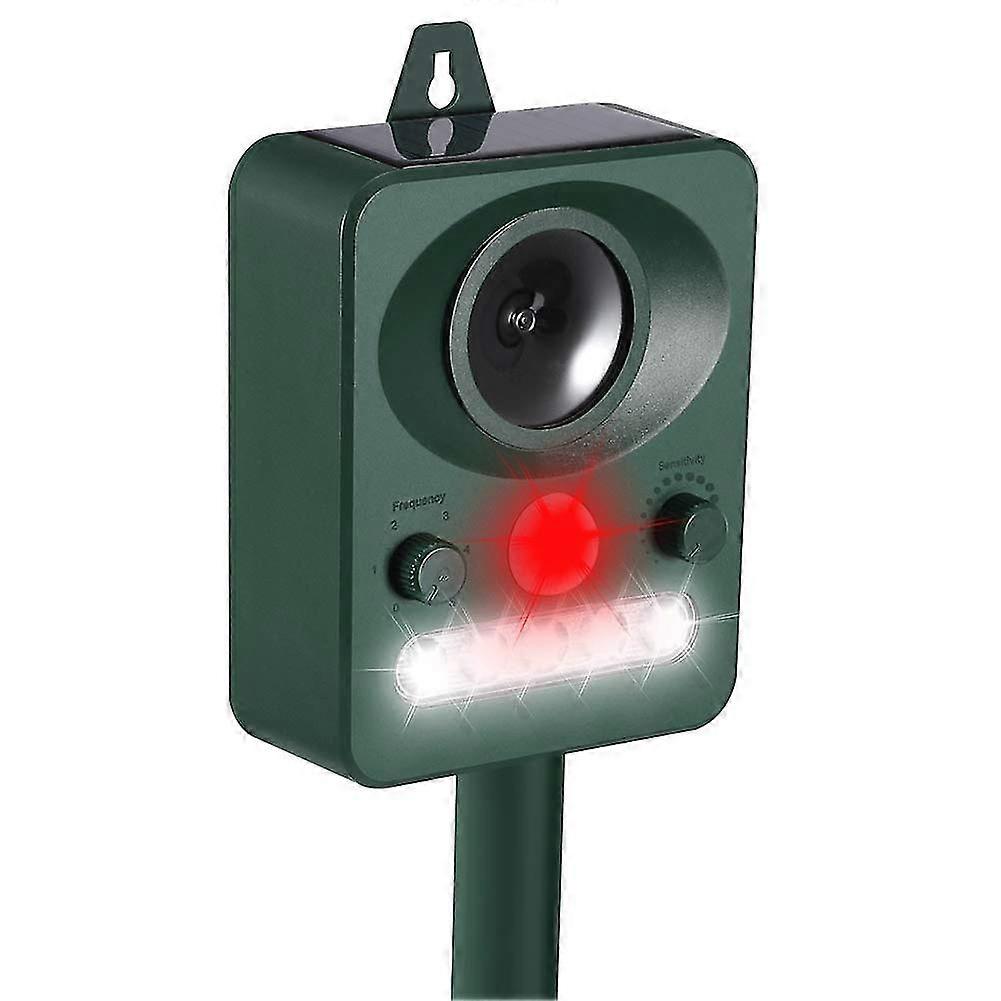 Ultrasonic Cat Repeller, Waterproof Repellent Solar or USB Charge, Adjustable Frequency Animal Repellent and LED Lamp Cats, Dogs and Foxes for Gardens