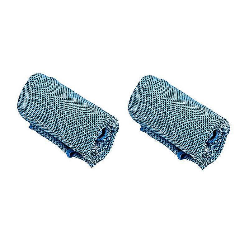 2pcs Serviettes de glace de serviettes de glace, respirant doucement, fibre ultra-fine, super absorbant, serviette froide rapide bleu clair 30 * 80