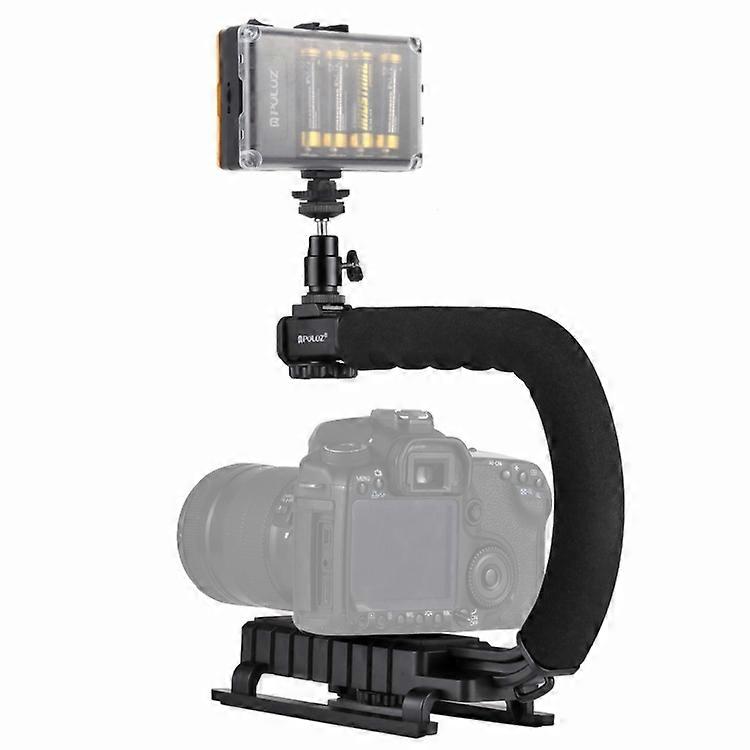 PULUZ PKT3012 Stabilizer Portable U-shaped Rack With Fill Light Phone Clip Black