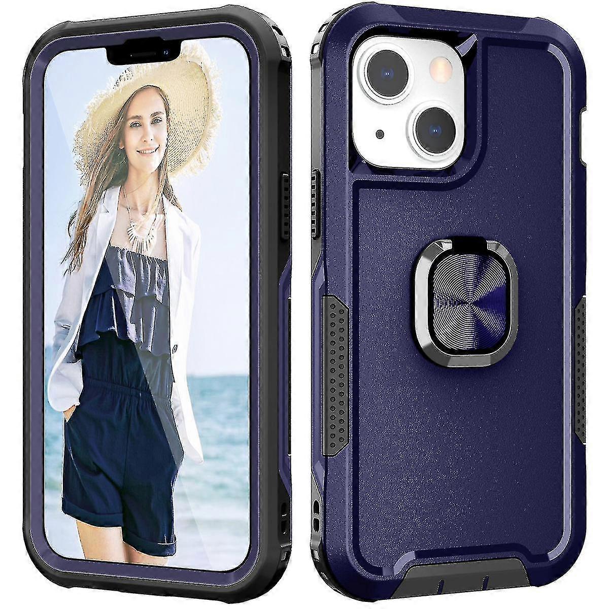 غطاء مسند دائري لآيفون 12 6.1 بوصة ، مقاوم للصدمات ، حماية من السقوط ، يدعم الشحن اللاسلكي