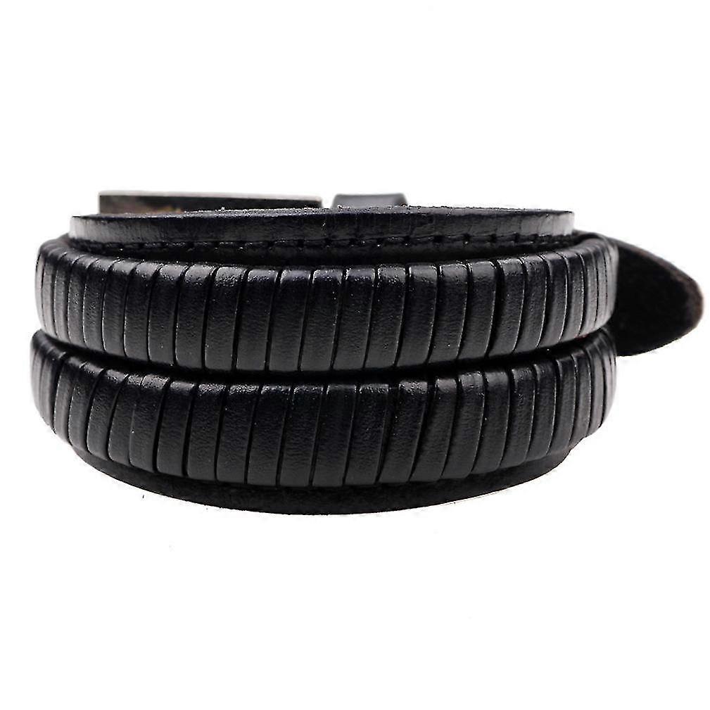 Multi-layer Black Punk Woven Leather Bracelet