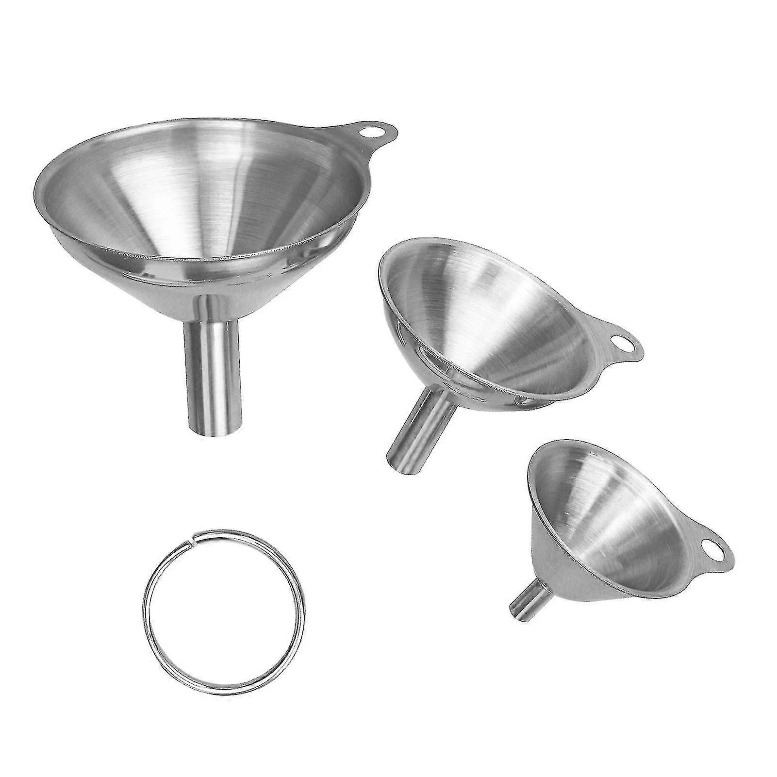 Yougang Kitchen Tools Stackable Multi Function Stainless Steel Funnel Dry Ergonomic Hangable Durable Transferring Liquid Easy Clean 3pcs