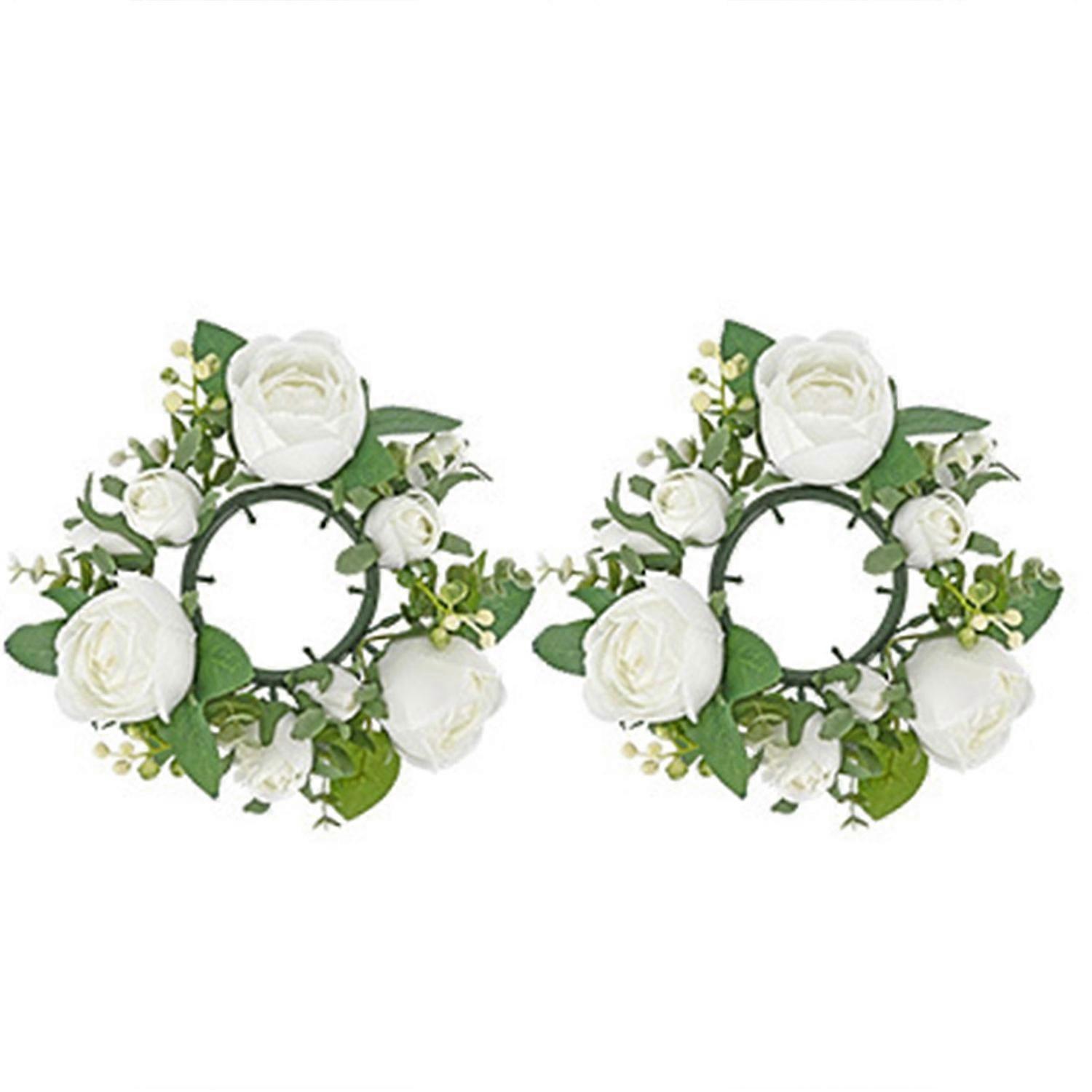 2Pcs Candlestick Garland Lifelike Candle Holder Wreath Long-lasting Artificial Wreath for Home Party