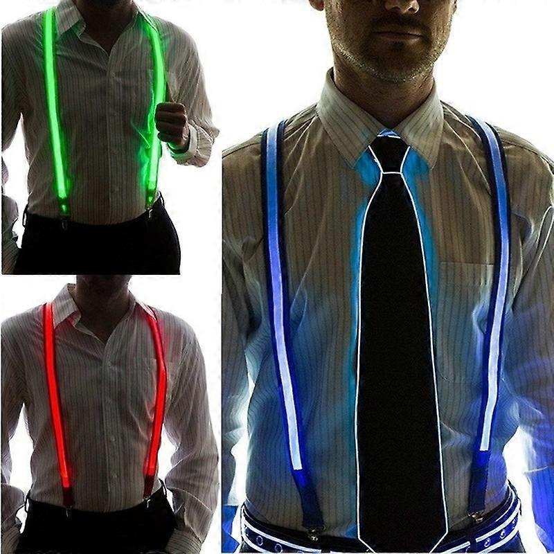 Unisex Suspenders Neon LED Light Up Flashing and Blinking Novelty Accessory