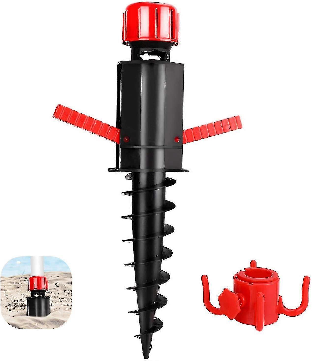 Anchor Umbrella Stand, Plastic Umbrella Holder For Beach Or Floor, High Quality Screw-In Base With Hook