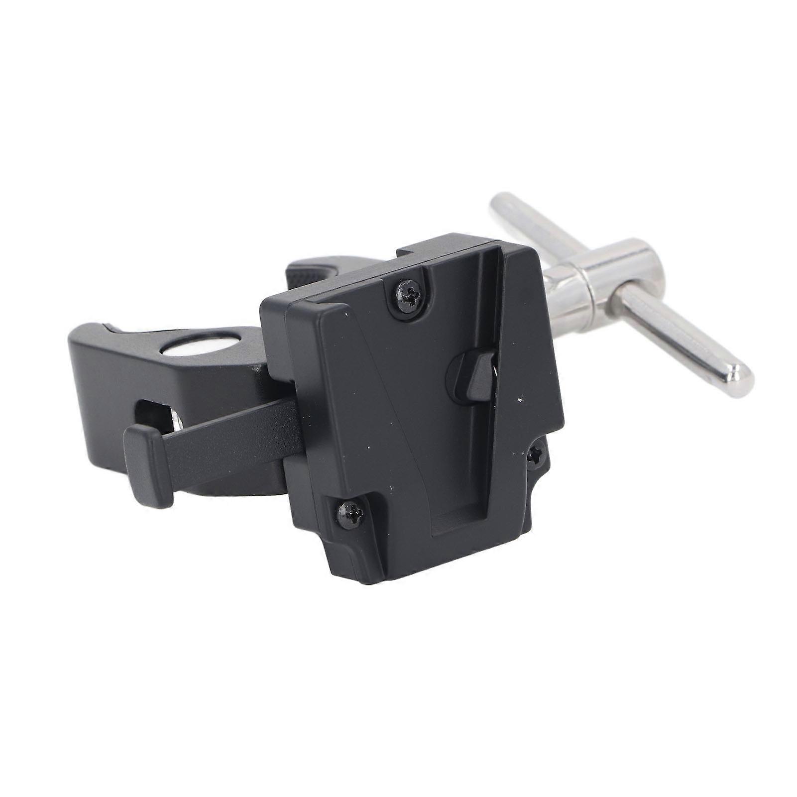 V Mount Battery Adapter with Clamp Strong Grip Portable Adjustable Heavy Duty Aluminum Alloy for Light Stand Tripod Mounting