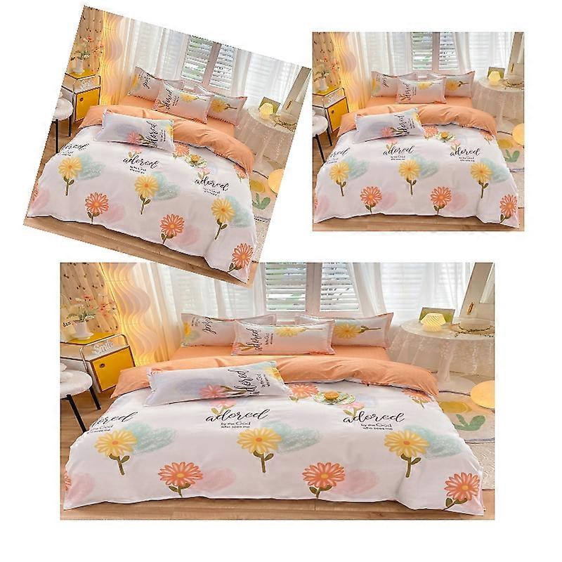 Luxury 4 Piece Set Bedding printed Quilt Cove Fitted Sheet Pillowcase Color Z