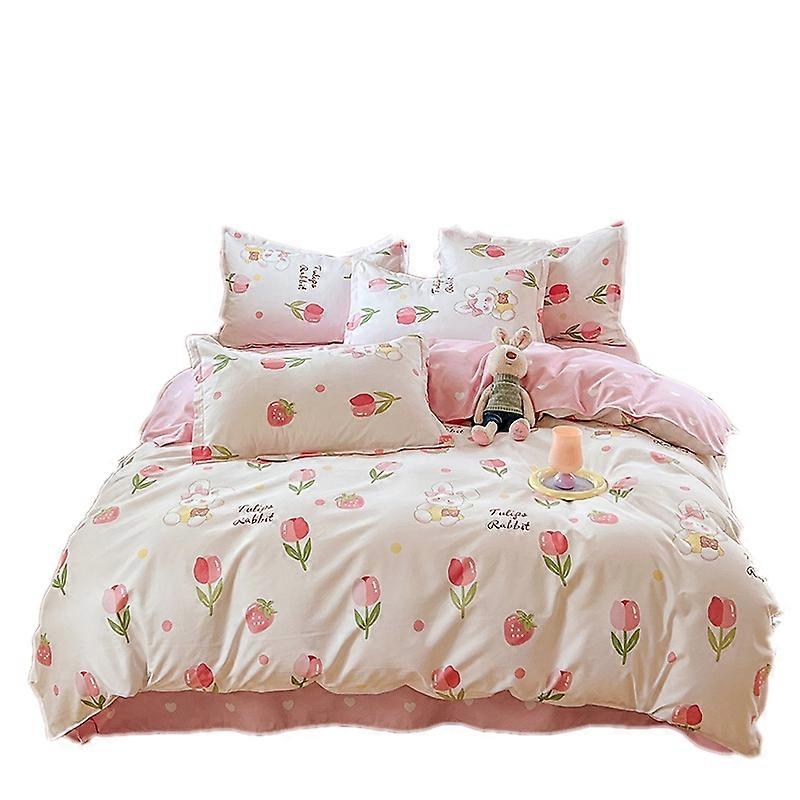 Rose Flower Pattern 4pcs/3pcs Cotton Duvet Covers Bed sheets with Pillowcase Beding Set