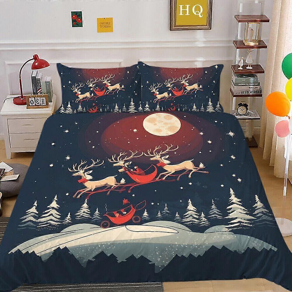 a1129 Lençóis Presentes de Natal Papai Noel Crianças Colcha Conjunto de capa de edredão Soft Home TextilesConjunto de cama de 3 peças (1 capa de edredão + 2 fronhas) tm1129