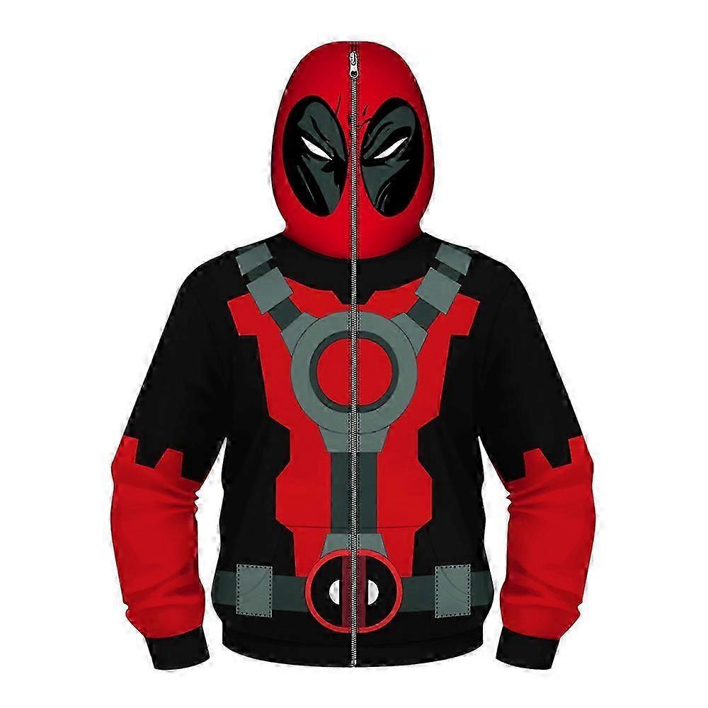 Bambini Ragazzi Full Zipper Deadpool Felpa con cappuccio Top Manica lunga Autunno felpe con cappuccio Loose Pullover Costume