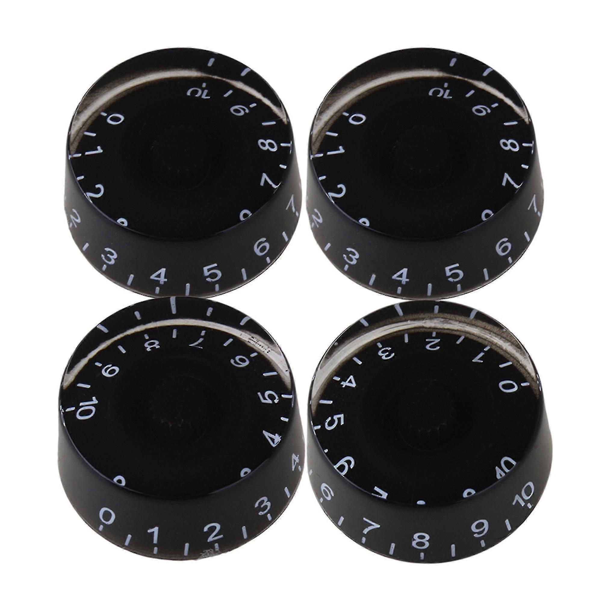 New 4pcs Black Speed Knobs For Electric Guitar White Numerals--