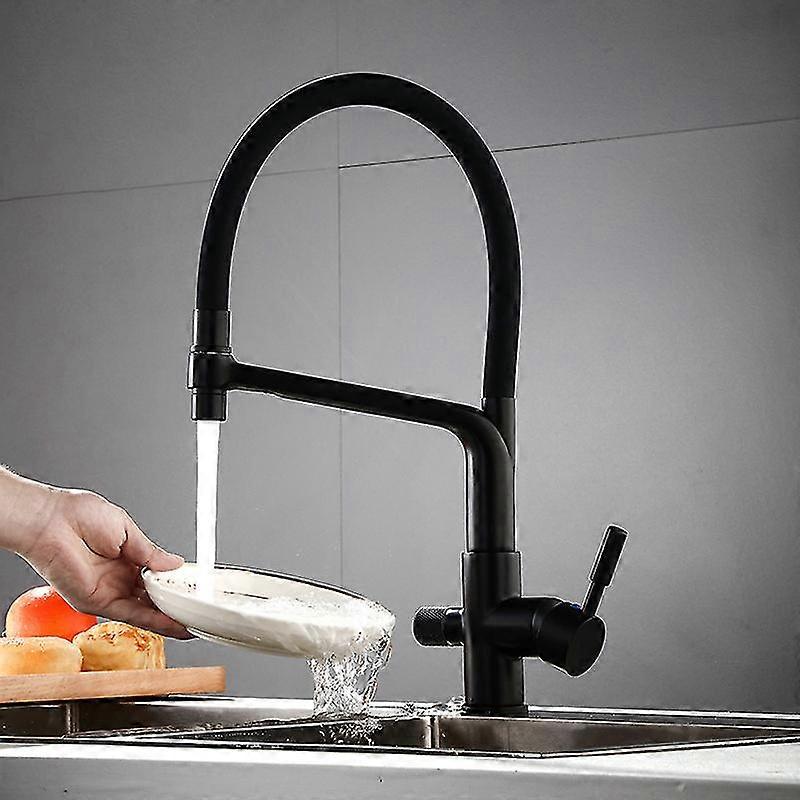 3 Way Kitchen Taps Pull Out Filter Sink Mixer Tap Drinking Purifier Water Tap Brass 360 Degree Swivel Spout Brushed g20243075983