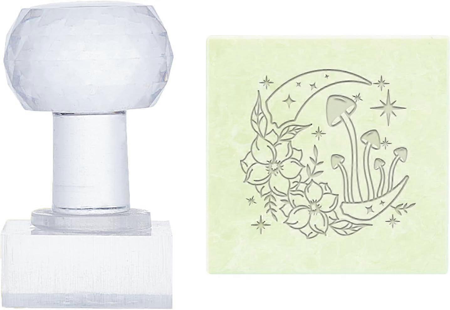 Moon Soap Stamps Handmade Soap Stamp with Handle Mushroom Flower Star Soap Embossing Stamp Transparent Sealing Wax Stamp with Handle for Handmade Soap