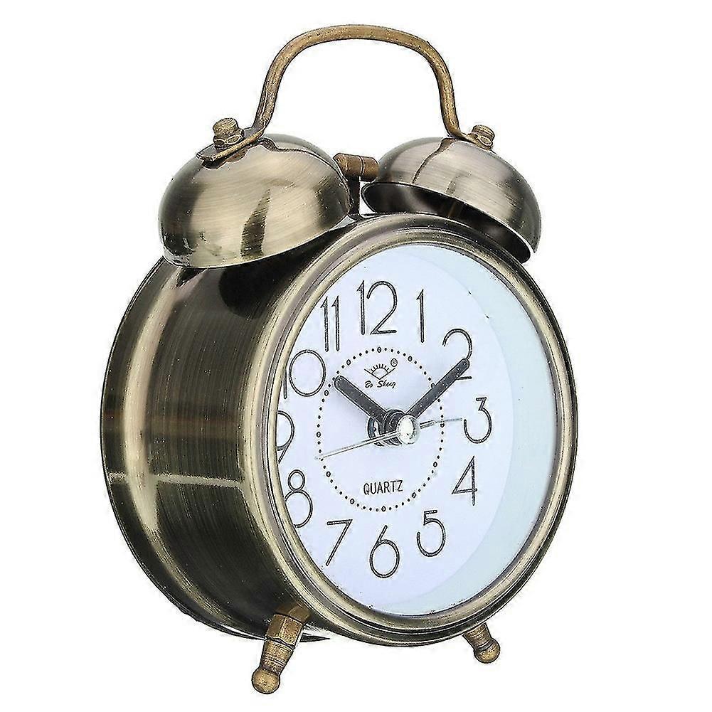 Classic Silent Double Bells Quartz Movement Bedside Table Retro Mini Alarm Clock