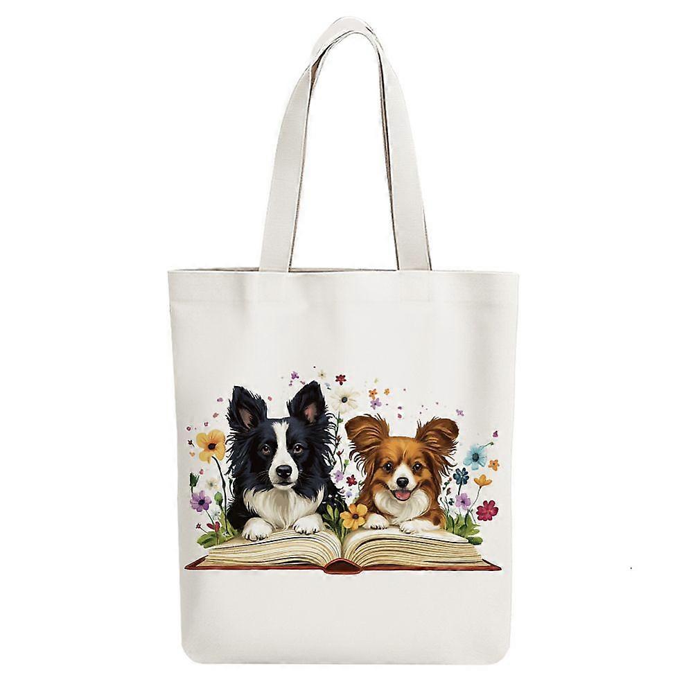 Canvas Women's Tote Bags with Handle Shoulder Bags for Shopping Rectangle Dog 38x40cm