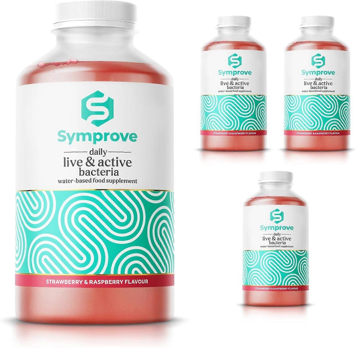 Symprove Strawberry & Raspberry Probiotic Drink with Live Bacteria 500ml Pack of 4