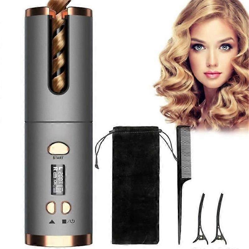 Automatic cordless curling iron - Brand - Model - With timer and LCD screen - Black