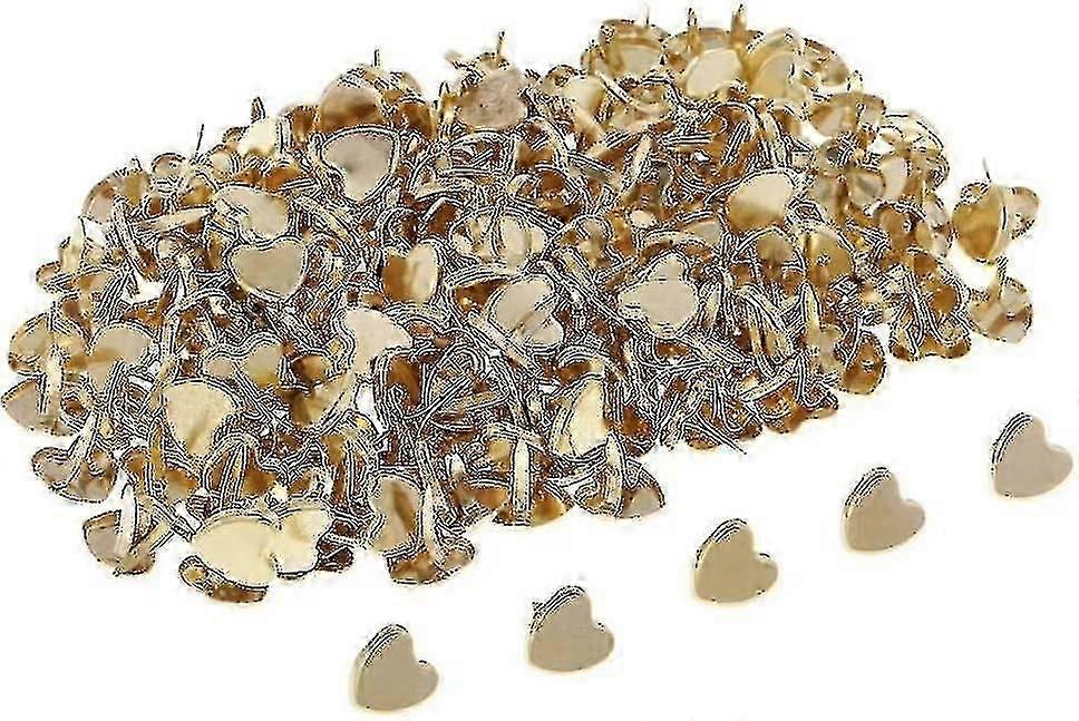 200 Pieces 9mm Golden Mini Brads Heart Shaped Paper Fasteners Brass Pastel Metal Brads For Scrapbook
