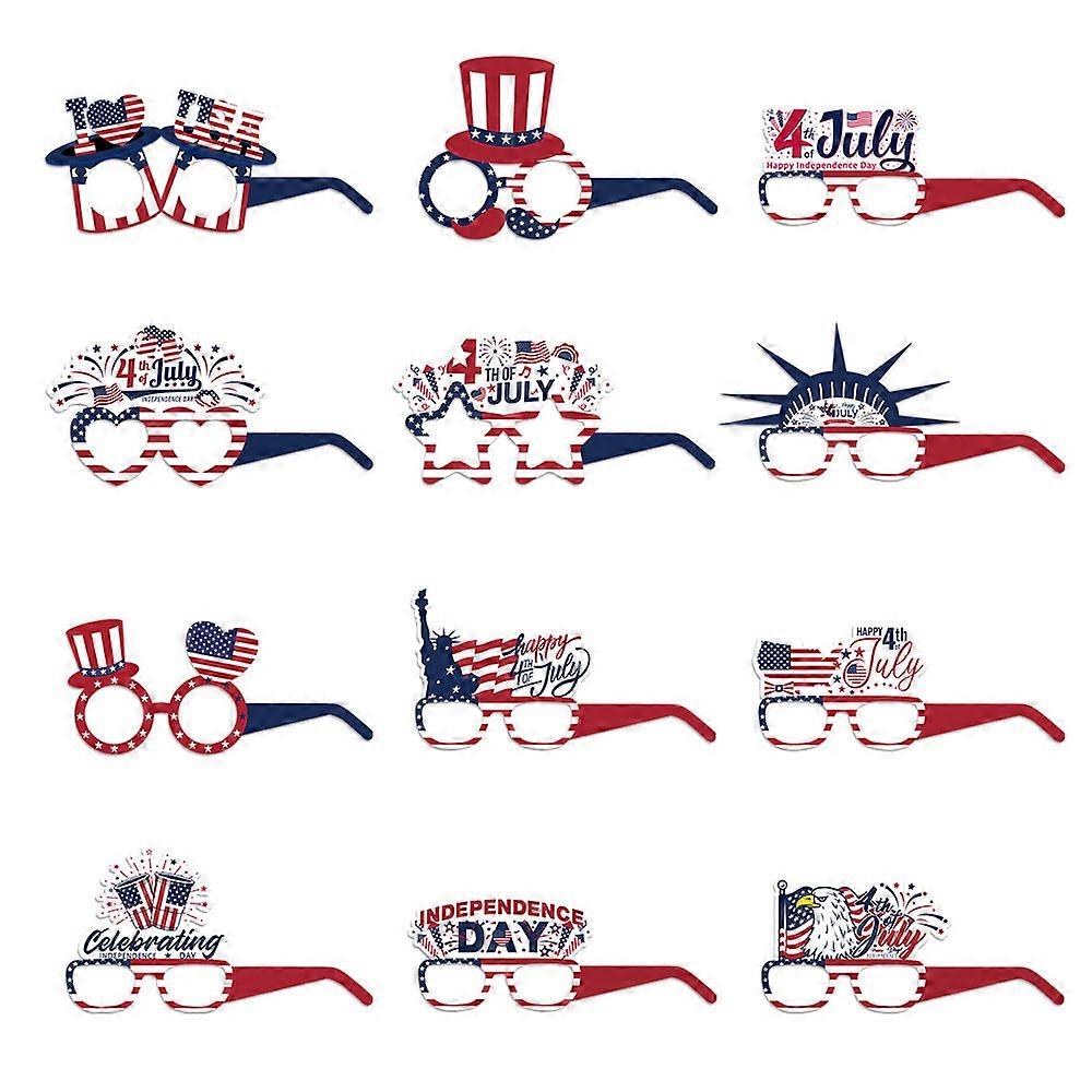 10pcs Independence Day 4th of July Eyeglasses Decoration, Photo Booth Props Frame Fancy Paper Eyeglasses