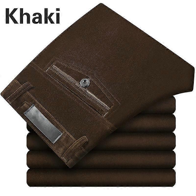 Pants Men Corduroy Cord Trousers Stretch Straight Pants Casual Loose High Waist Vintage Retro