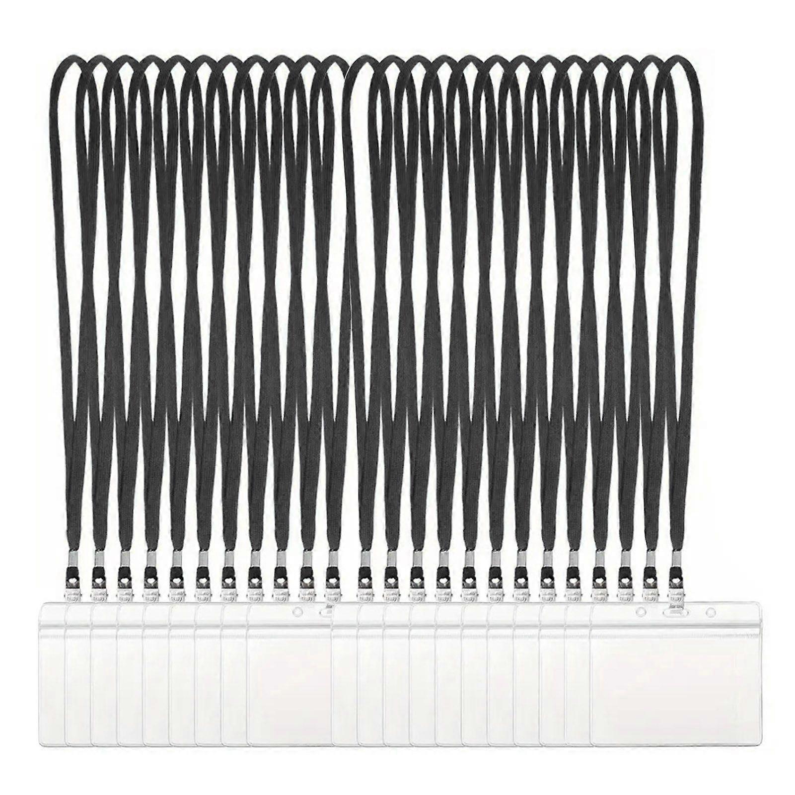 20 Pcs ID Card Holders with Lanyards Clear Waterproof Resealable Horizontal or Vertical Name Tags Badge Holders And Lanyard Necklaces with Clip for Of