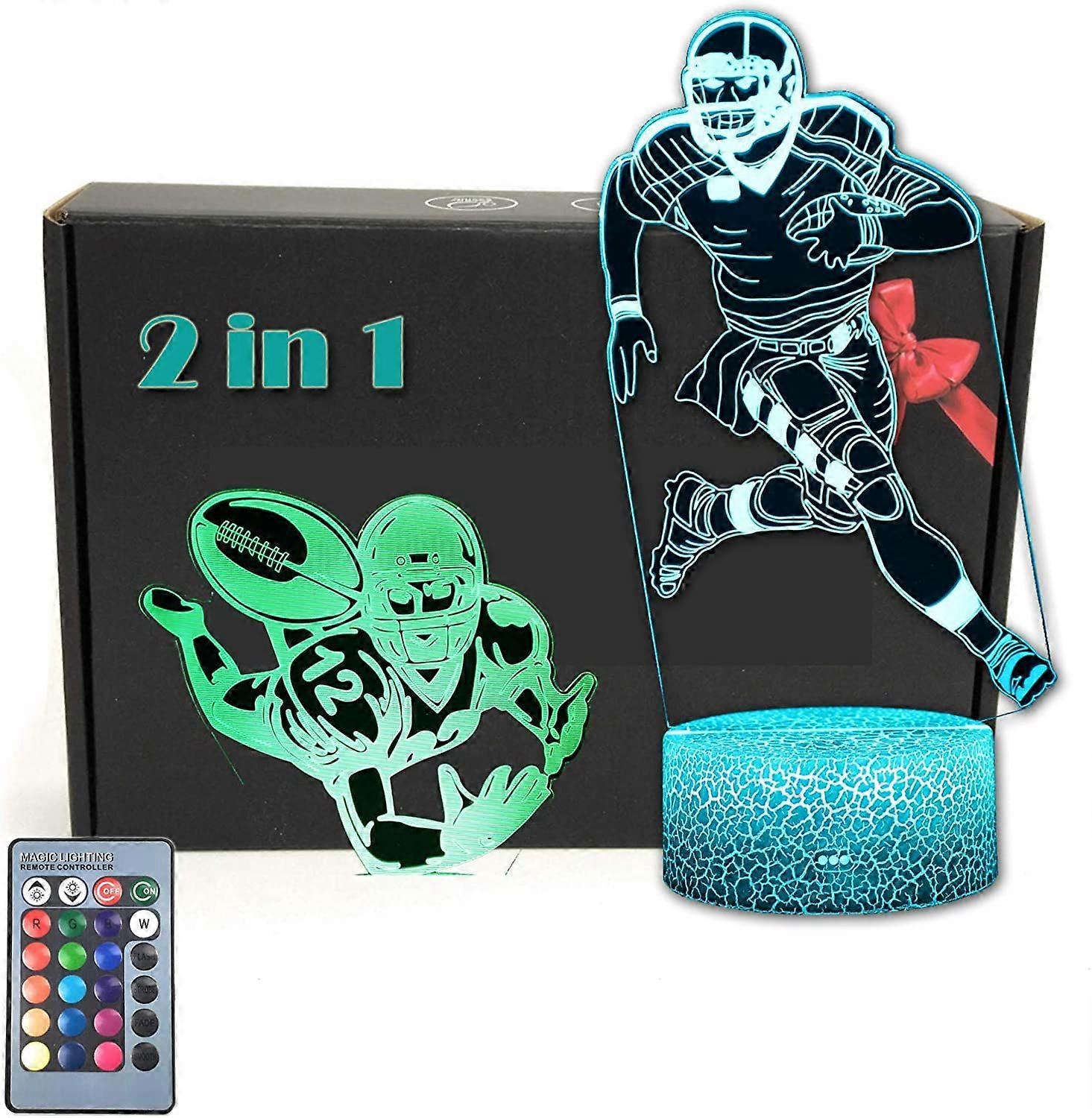2 in 1 Football Player 3D Illusion LED Bedroom Desk Decor La