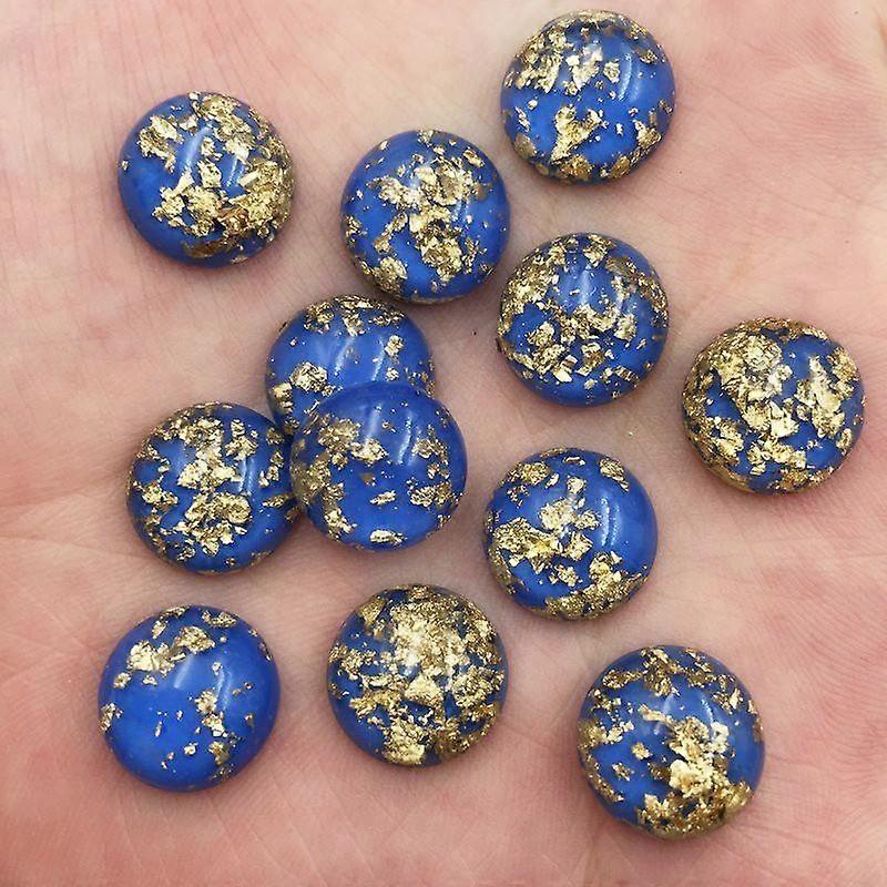 40Pcs 12mm Resin Glitter Filled Gold Foil Round Gems Flatback Cabochon Rhinestone Scrapbook DIY Wedding Applique Ornament Crafts