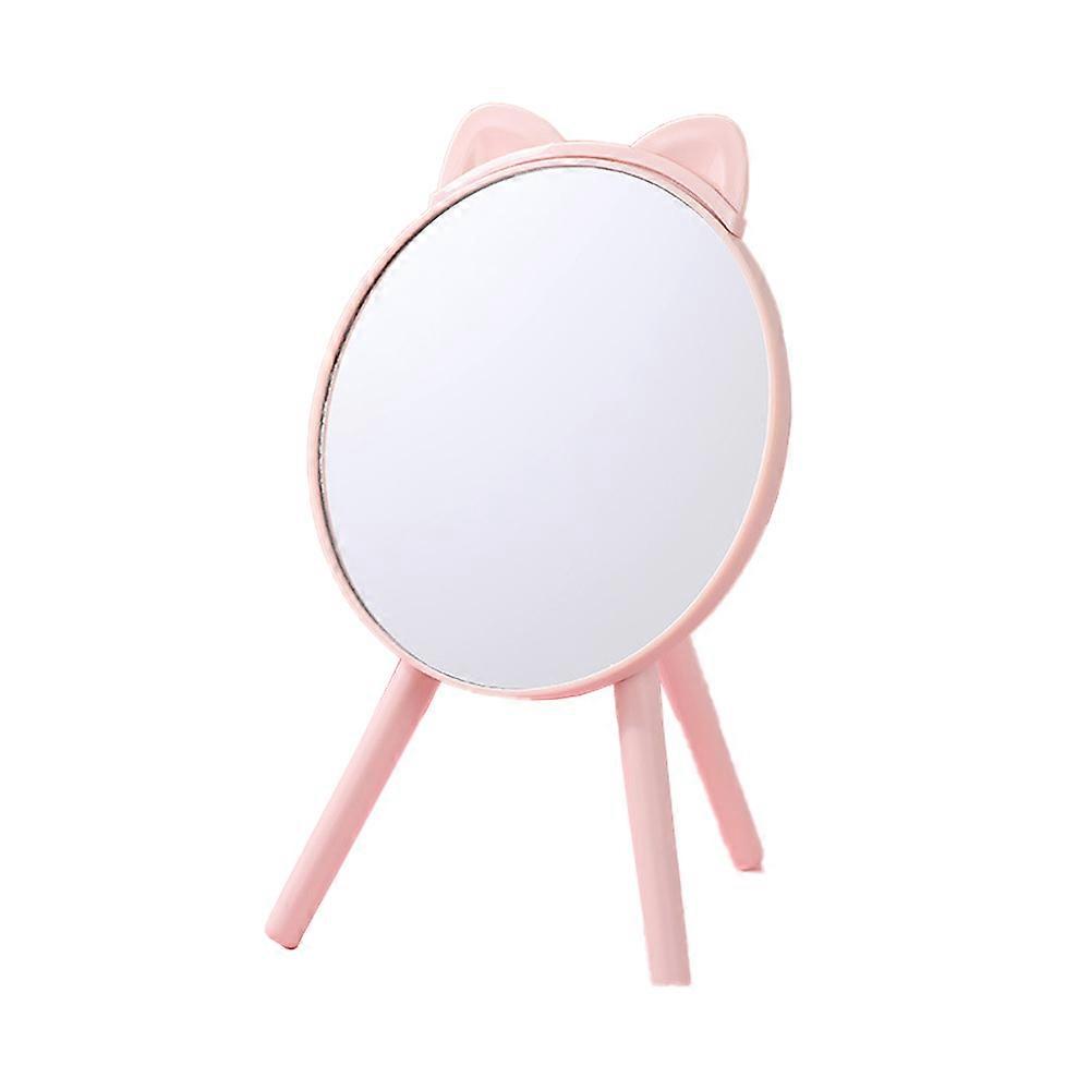 Makeup Desk Mirror with LED Lights Side Table Mirror with Handle