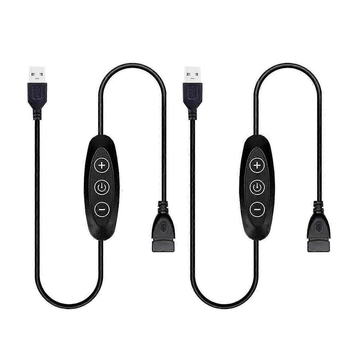 5V USB LED調光スイッチ、10速調光、メスからオス、5Vシングル用2パックUSB電源調光器