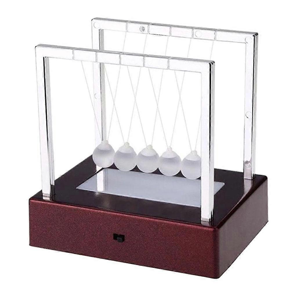 Battery Powered Newtons Cradle Glass Balance Balls Gadget Toys LED Swinging