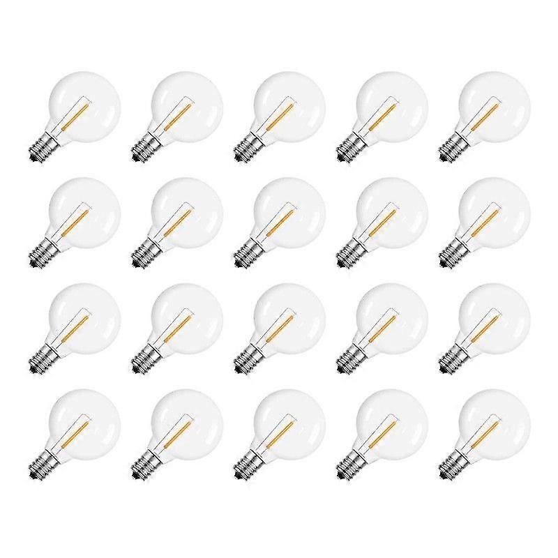 20 Pcs G40 Led Replacement Light Bulbs E12 Screw Base Shatterproof LED Globe Bulbs for Solar String Lights Warm