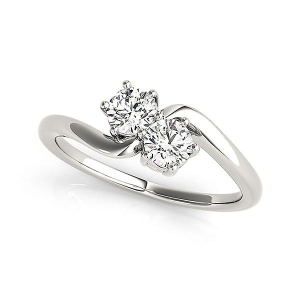 Solitaire Two Stone Diamond Ring in 14k White Gold (1/2 cttw)